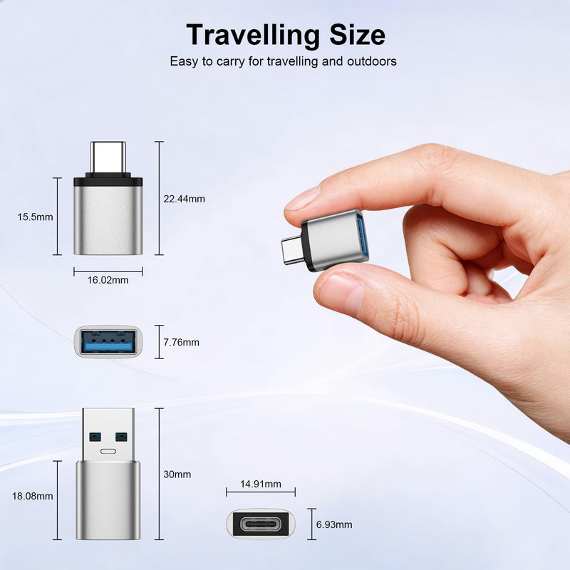 USB C to USB Adapter&C Male to USB A Female OTG Adapter for iPhone 17 16 15 | 4Pack Type C Male to Type A Female OTG Converter for Samsung Galaxy,Google Pixel,Flash Thumb Drive