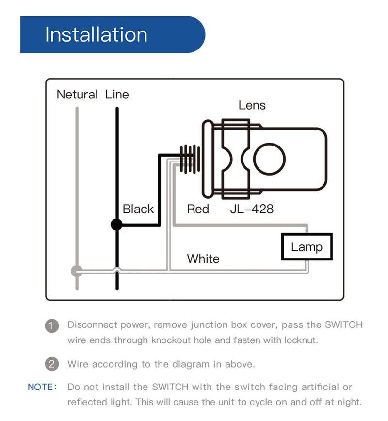 Outdoor Photoelectric Switch Wire-in photocell Stem-Mount Light Control with Photocell Light Sensor