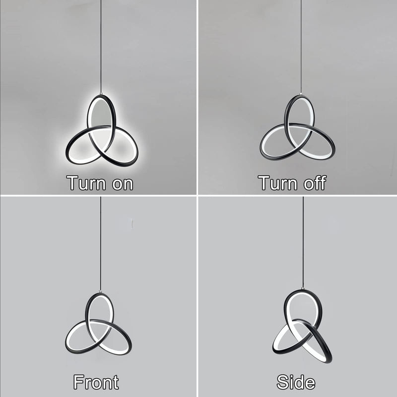 CANEOE Black Modern Led Pendant Light, 5500K Cold White Kitchen Island Pendant Lights Fixtures, Adjustable Integrated Hanging Lamp for Living Room Bedroom Hanging Light, 1 Pack (Black) Black,5500K