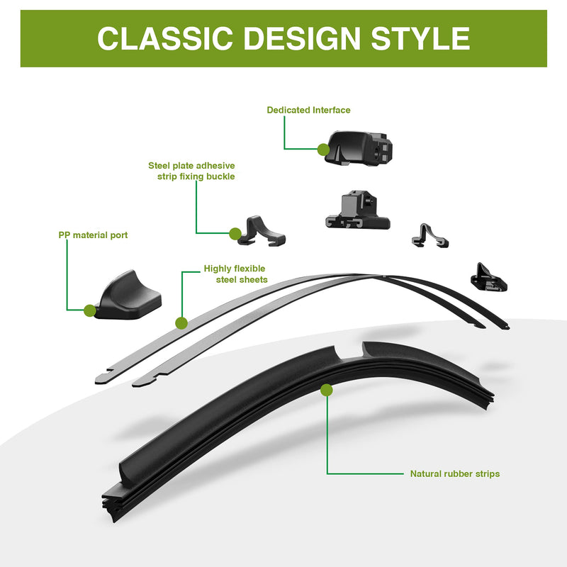 Factory Windshield Wiper Blade Wiper Set 24"+19" (Top Lock 19mm,Set of 2) Fits Volkswagen Jetta Volkswagen Passat,VW Golf VW Eos Top Lock 19mm 24"+19" (Pack of 2)