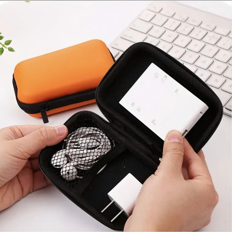 2pcs Zippered Pouches with Organizer Trays-Lightweight,Portable Case for Earphones,Chargers,Data Cables,Keys,Coins &Jewelry -Durable EVA,Accessory Storage| Zippered Pouches Cable Organizer Blue 1 Small+1 big