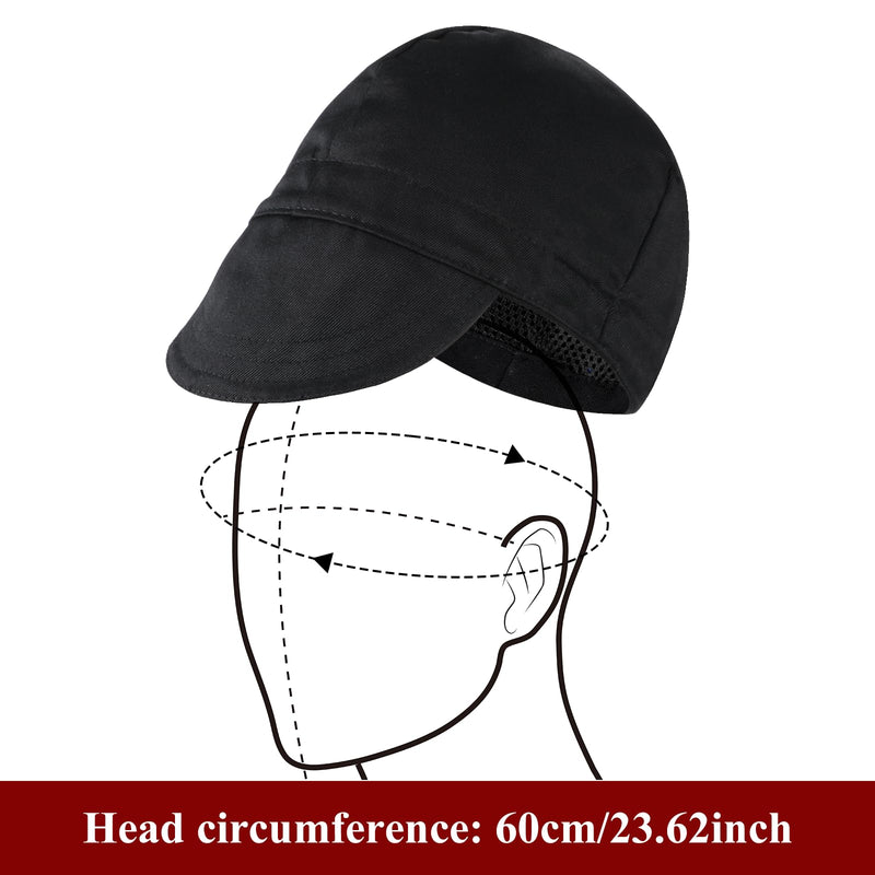 Reversible Welding Cap for Men, Washable Water Fireproof Fire Retardant Cotton Cloth Welding-Hat, Protective Welders Cap for Safety and Head Protection While Welding to Men Women(Black) Black