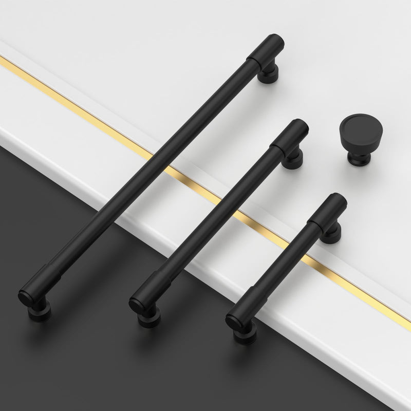 Asidrama 10 Pack 3 Inch(76mm) Matte Black Kitchen Cabinet Handles, Cabinet Pulls Kitchen Cabinet Hardware for Cupboard Drawer Pulls 3" Hole Center