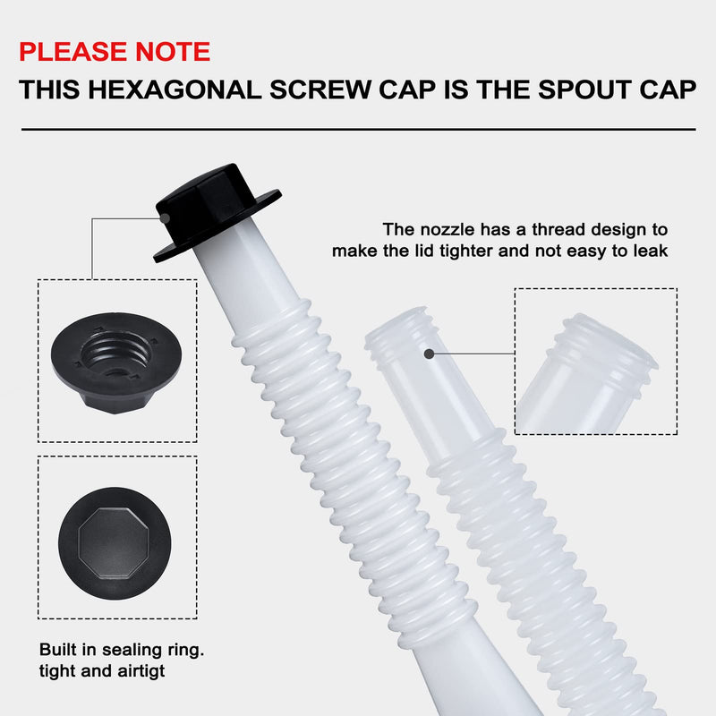 Gas Can Spout Replacement Kit, Gas Can Nozzle Replacement (2 Kit-White) All gaskets are installed and ready to use upon receipt. For 1/2/5/10 gallon gas can. Easy and convenient to use 2 Kit White