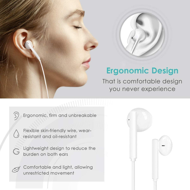 USB C Headphones for iPhone 17/17Pro/16e/15 Type C Earbuds Wired Earphones | (Microphone & Remote Control) Noise Cancelling Wired USB C Earphones, Galaxy S25/S24/S23/S22/S21/Ultra Note10/20, Pixel White