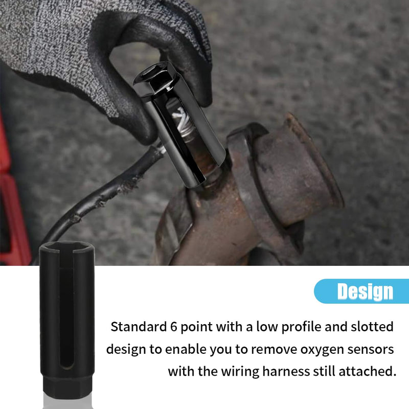 Car Oxygen Sensor Socket with Side Wire Cutout, 3/8 Inch Drive ×7/8 Inch (22mm) with 5/16" Opening, Oxygen Sensor Offset Removal, Universal 6-Point O2 Installation Tool 1