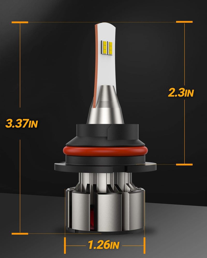SEALIGHT 9004/HB1 Bulbs, 800% Super Brighter 9004 Bulb, 1:1 Size HB1 Driving Bulbs, 60000Hrs Lifespan, 6000K White, Plug and Play, Pack of 2