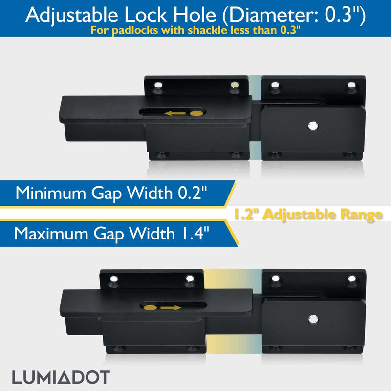 Flip Gate Latch Lock with Padlock Hole 3Pack, 3.5mm Heavy Duty Aluminum Alloy Adjustable Door Latch for Sliding Swing Open Gate, Outdoor, Wooden Fence, Barn, Shed, Garage, Yard 3 Pack