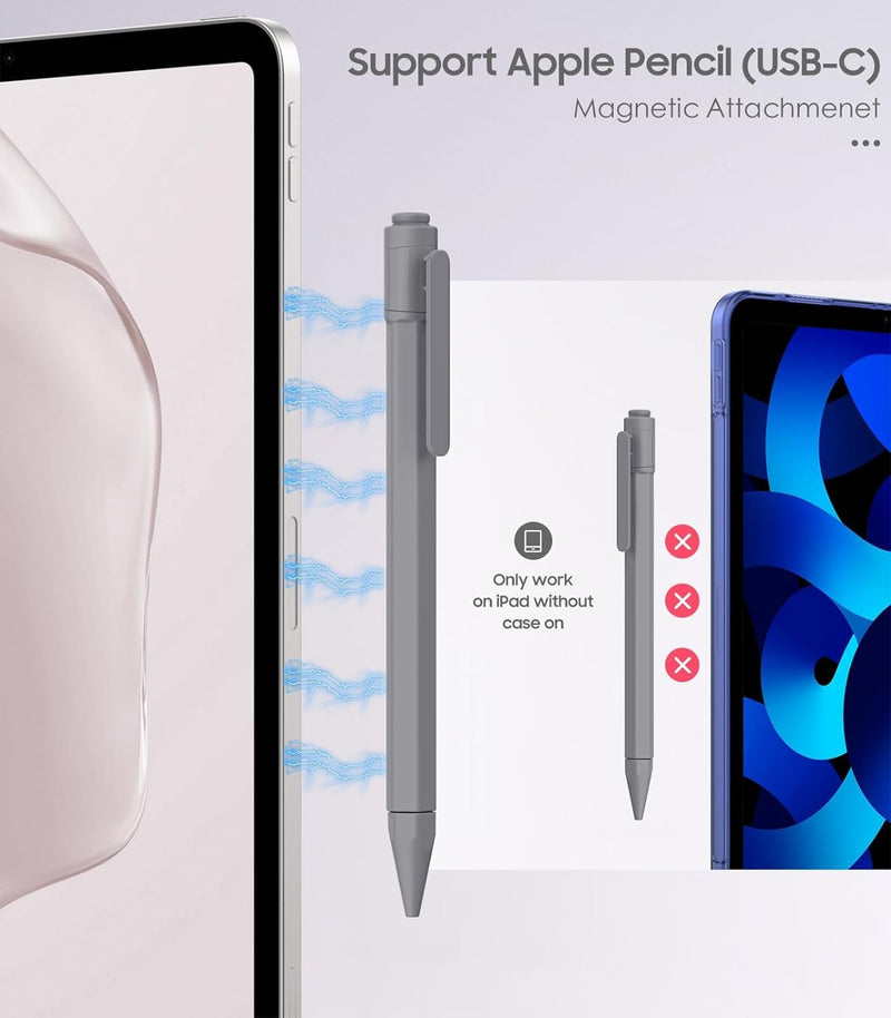 MoKo Pencil Sleeve Fits with Apple Pencil (USB-C) Case, Apple Pencil Holder Case, Anti Lost Caps & USB-C Charging Available, Protective Skin Apple Pencil Cover with Clip and 2 Nips, Space Gray