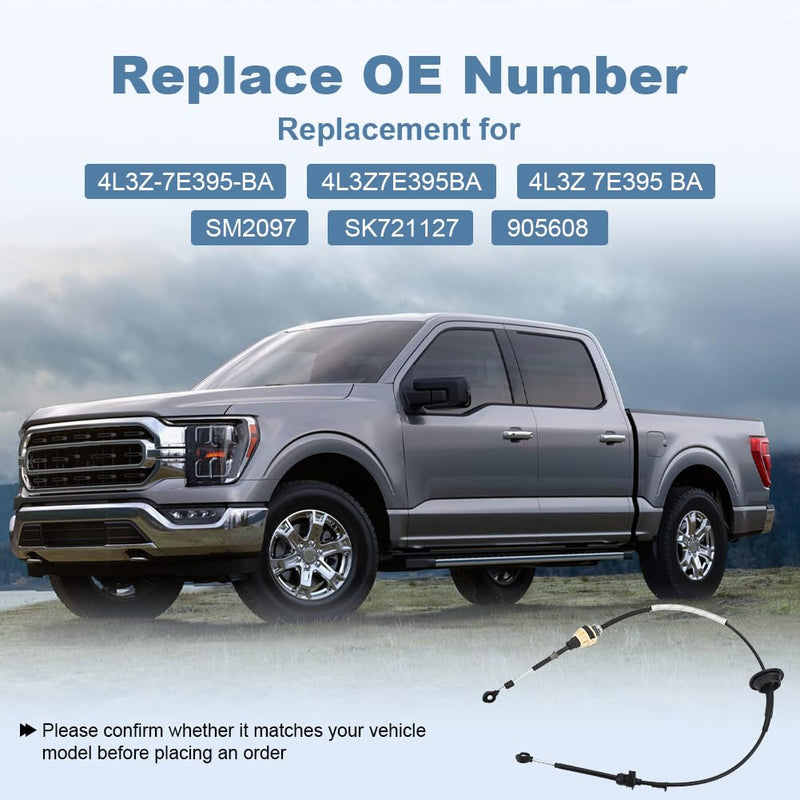 Automatic Transmission Gear Shift Cable Compatible with Ford F-150 F150 2004-2005 4.2L V6 4.6L 5.4L V8 Replacement for 4L3Z-7E395-BA 4L3Z7E395BA Gearshift Control Lever Selctor