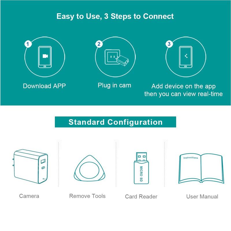4K Wireless Hidden Cameras Mini Small Spy Security Wall Outlet WiFi Camera Indoor Camera for Home Security【Upgraded】 (CAM)