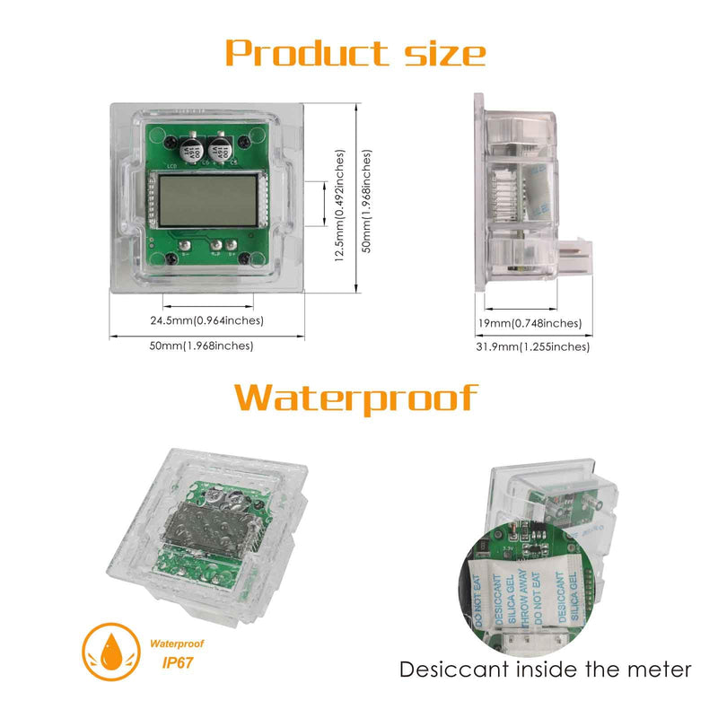 AC/DC Hour Meter Oil Pressure/Voltage Detect Meter Waterproof Transparent PC Closed Design Built-in Desiccant Moistureproof for Engine Lawn Mower Tractor Boat (Transparent)