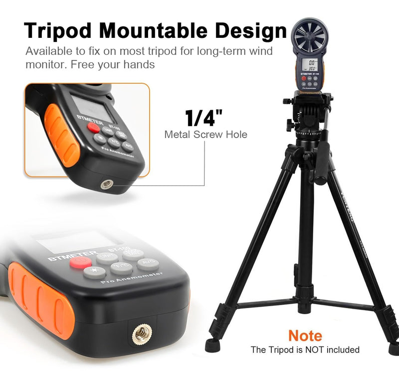 [AUSTRALIA] - BTMETER BT-100 Handheld Anemometer, Digital Wind Speed CFM Meter Gauge Air Flow Velocity Tester for HVAC Shooting Drone, Wind Chill, 14℉-113℉ Wind Temperature BT-100 Anemometer