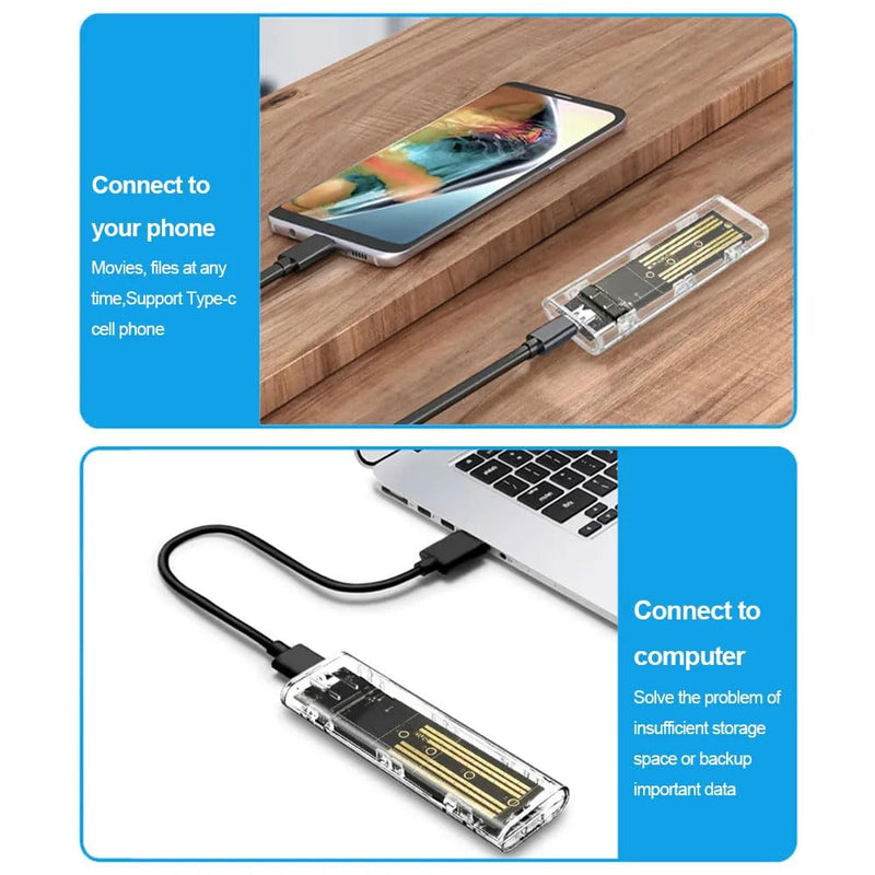 M.2 NGFF SATA SSD Enclosure, High-Speed to USB Type C Enclosure with 5Gbps, Compatibility for SSD SATA,Come with C to A Cable