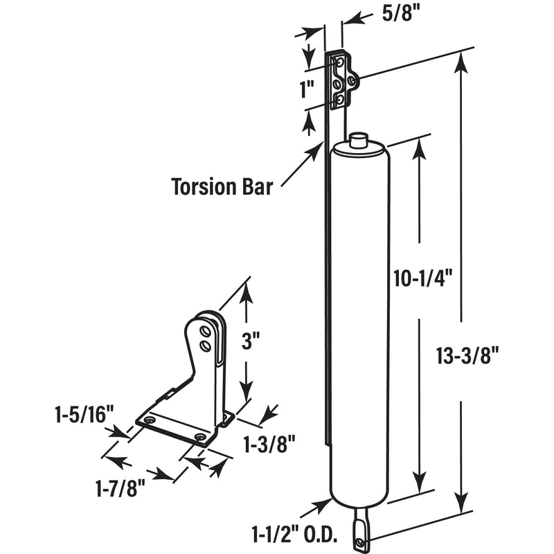 Prime-Line K 55002 Storm and Screen Door Closer Heavy Duty Torsion Bar with Jamb Bracket Set, White (Single Pack)