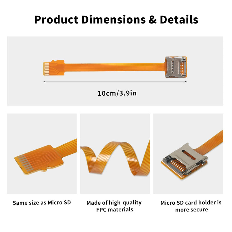 Micro SD to Micro SD Card Extension Cable TF Card Adapter Flexible Male to Female Extension Cord(3.9in/10cm)