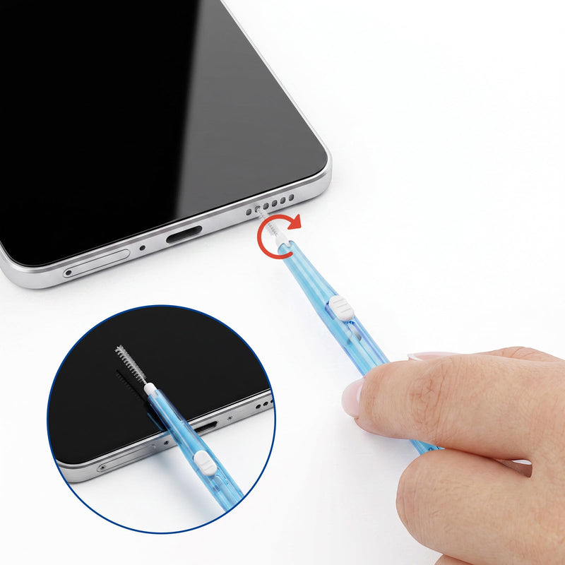 10Pcs Cell Phone Charging Port Cleaner with 1 Air Blower,Phone Cleaning Kit | Dual Sided Anti Clogging Nylon Brushes, Anti-Clogging Dust Remover for Clean Phone Charging Port, Speaker, Other Electronics