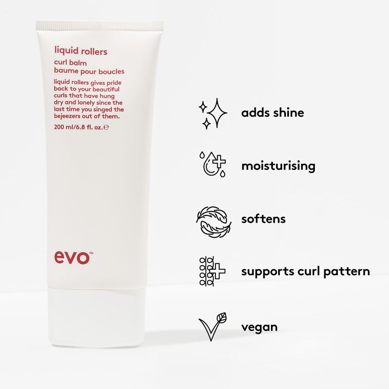  [AUSTRALIA] - Evo Liquid Rollers Curl Balm - Hair Styling Balm - Enhances Natural Curls, Protects Frizz & Improves Overall Condition 200 ml (Pack of 1)