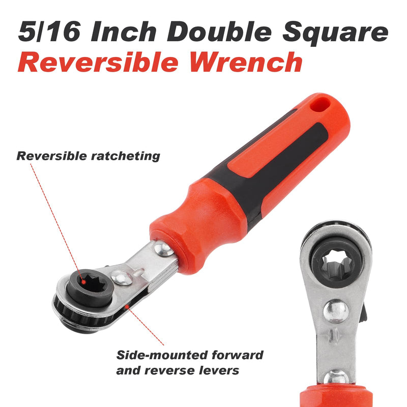 Slack Adjuster Tool Set – 5/16' Double Square Reversible Ratcheting Wrench, Reversible Mechanism for Easy Adjustments – Durable, Precision Slack Adjuster for Trucks, Trailers, and More