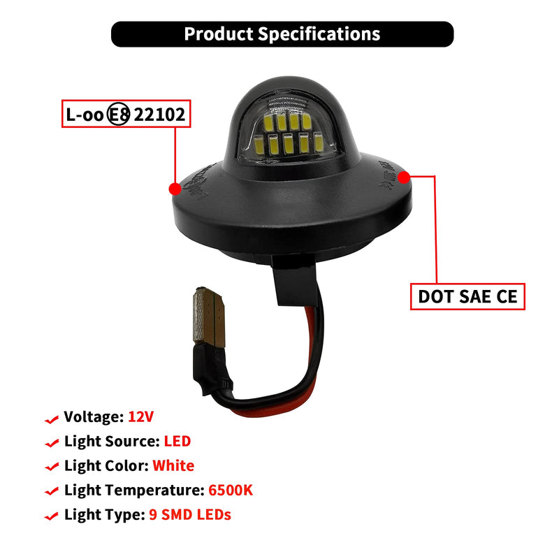 Full LED License Plate Light Tag Lamp Assembly Compatible with Ford F-150 F-250 F-350 F-450 F-550 Super Duty Explorer Expedition Ranger Excursion Bronco Truck Pickup Black Old