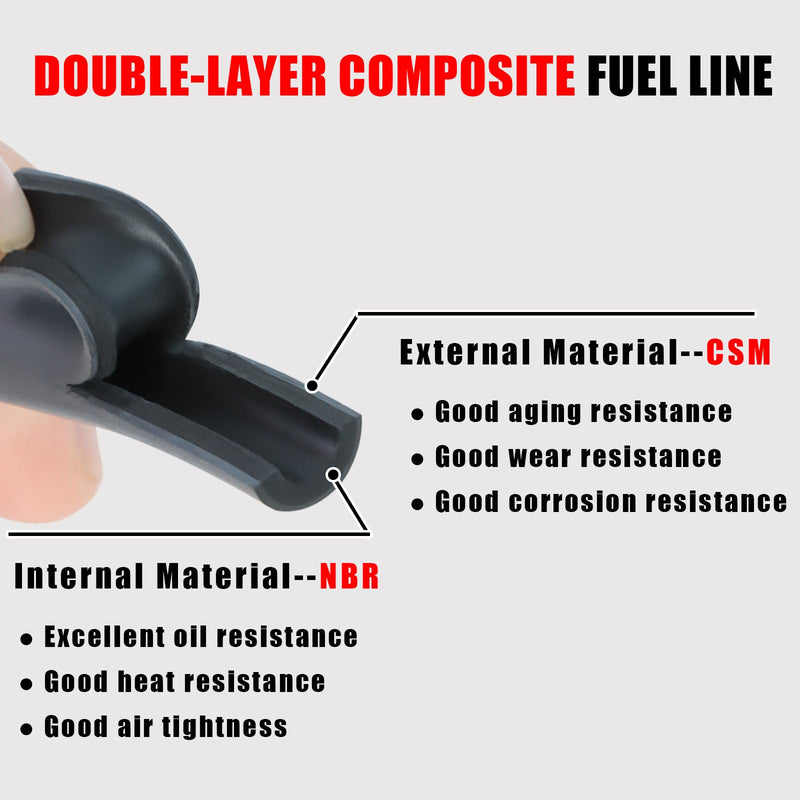 10 Feet 3/16 Inch ID Fuel Line Hose Compatible with Honda Champion Predator Briggs & Stratton Kohler Kawasaki Small Engine Generator Kart Minibike Rubber Fuel Hose with 20 Clamps 3/16" ID-10ft