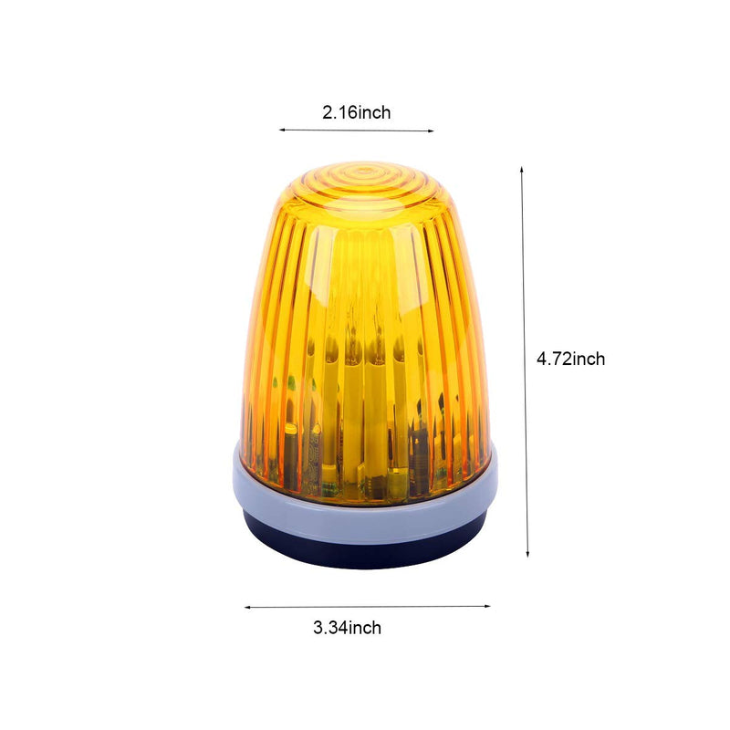 Waterproof Warning Light Signal Flash Alarm Lamp with Installation Accessories for Automatic Sliding Swing Gate Opener System with Yellow Cover(110 V AC) LPH110