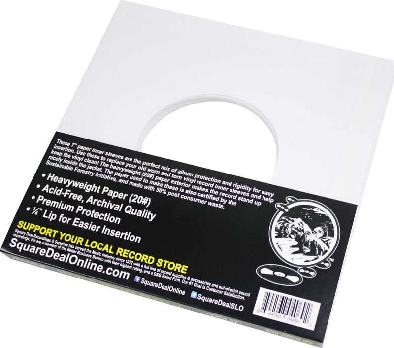 (25) Archival Quality Acid-Free Heavyweight Paper Inner Sleeves for 7" Vinyl Records #07IW 25