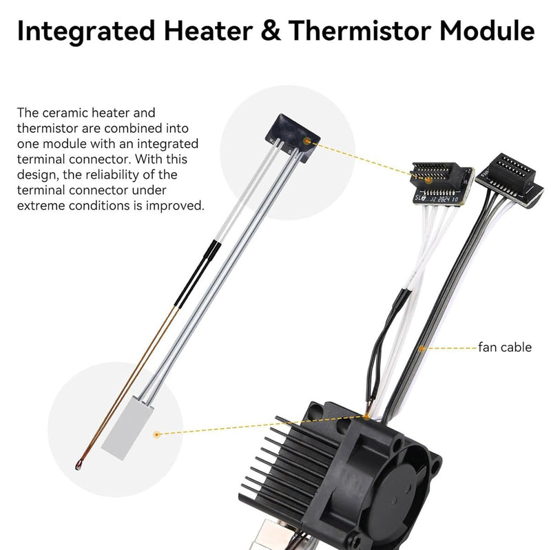 Bambou LAB P1P, P1S Hotend Complete Kit for P1 Series 3D Printer,Full Assembly Hardened Steel Hot End with Fan,Thermistor, Ceramic Heater, 0.4mm Nozzle Extruder Heating Block Replacement.