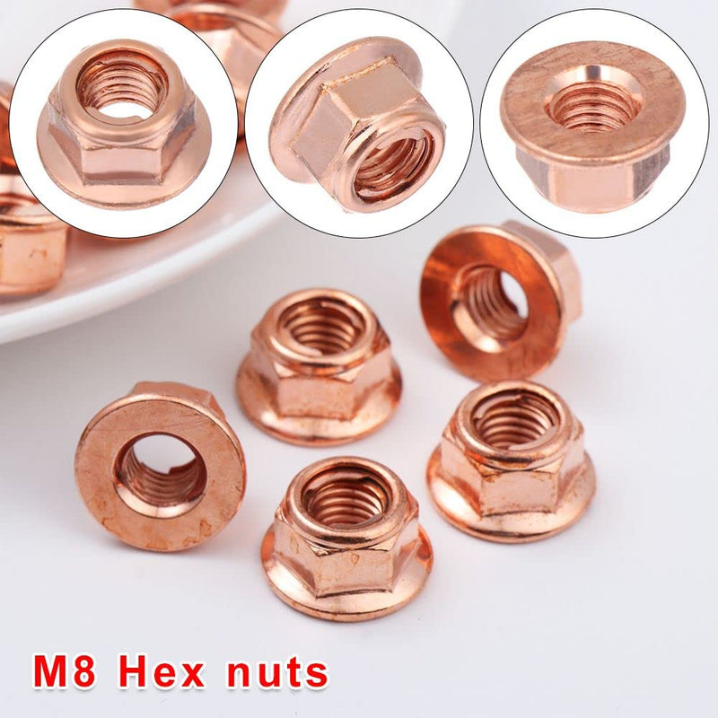 12Pcs Exhaust Manifold Nuts for Practical Copper Flashed Exhaust M8 Nut