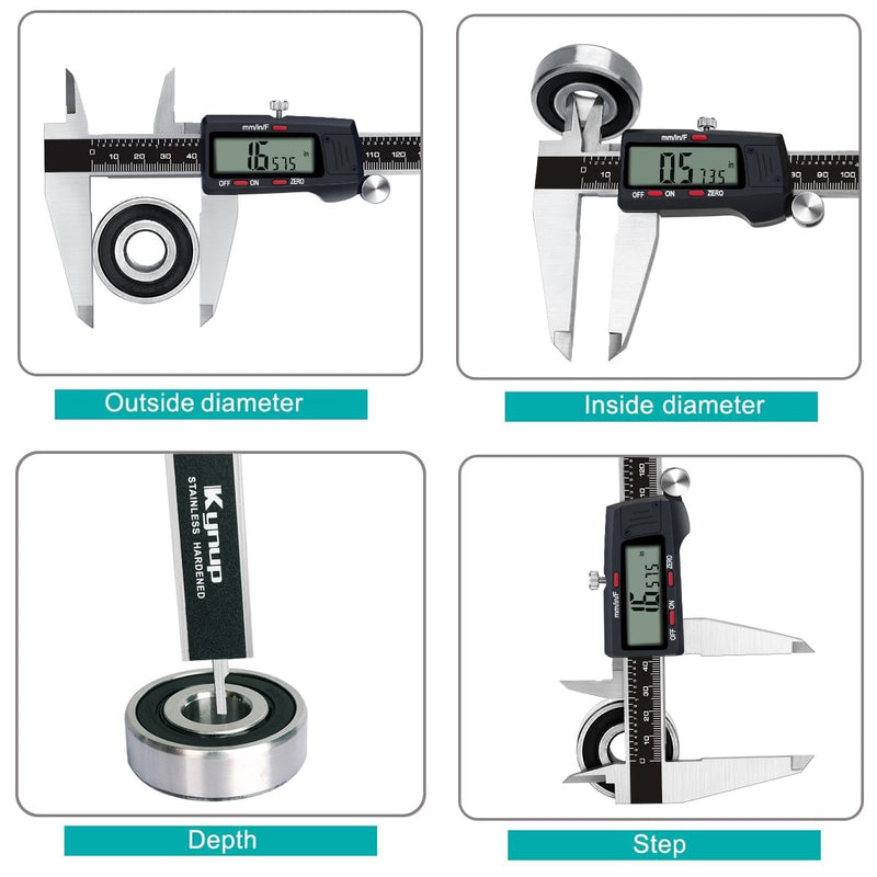 Kynup Micrometer Caliper Tool, 12Inch Digital Caliper, Vernier Caliper with Stainless Steel, Large LCD Screen, Auto - Off Feature, Inch Metric Fraction Conversion 004-4