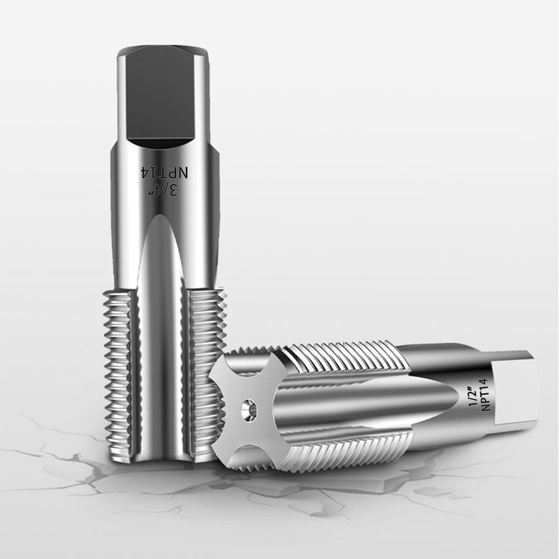 6-Piece NPT Pipe Tap Set, Precision Carbon Steel NPT Tap Set for Clean Accurate Threads, 1", 3/4", 1/2", 3/8", 1/4", 1/8" NPT Tap, Perfect for Plumbers Mechanics DIYers, with Durable Plastic Case 6 Piece 1", 3/4", 1/2", 3/8", 1/4", 1/8" NPT Tap