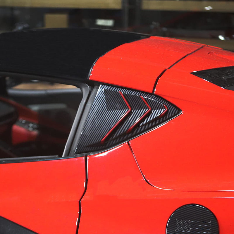 Carbon Fiber Side Window Louvers Air Vent Shades Cover Trim for Chevrolet Corvette C8 Coupe 2020-2025 (Carbon Fiber-Red Line) Carbon Fiber-Red Line