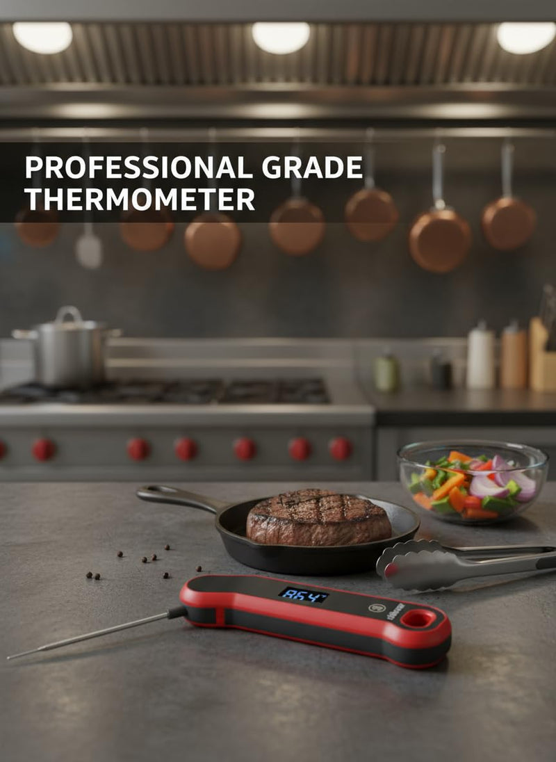 0.5 Sec Instant Read Meat Thermometer Digital with Auto-Rotating Large LCD Display & Motion Sensing, ±0.5°F Accuracy, IP67 Waterproof Food Thermometer for Cooking BBQ Grill Smoker Candy