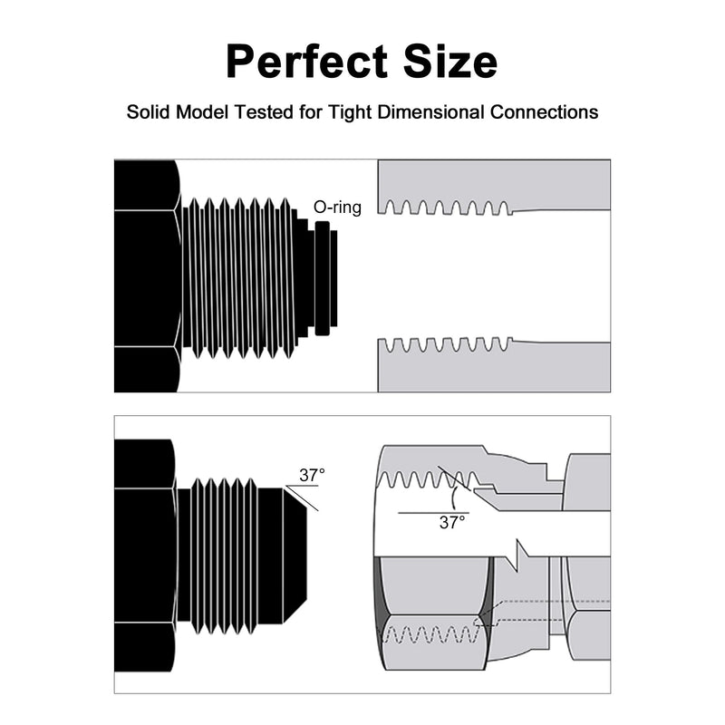 EVIL ENERGY 6AN Male Flare to M16x1.5 O Ring Seal Power Steering Adapter Fitting Connector Aluminum Black 6AN to M16x1.5 1