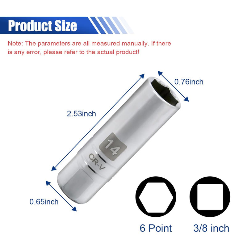 1PCS Magnetic Spark Plug Socket, Powerful Magnet Retains Spark Plugs, Chrome Vanadium Steel Spark Plug Socket (14mm) 14mm