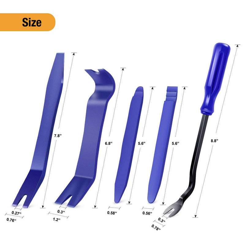 GOOACC 5PCS Auto Trim Removal Tool Kit No-Scratch Pry Tool Kit for Car Door Clip Panel & Audio Dashboard Dismantle -5PCS Blue