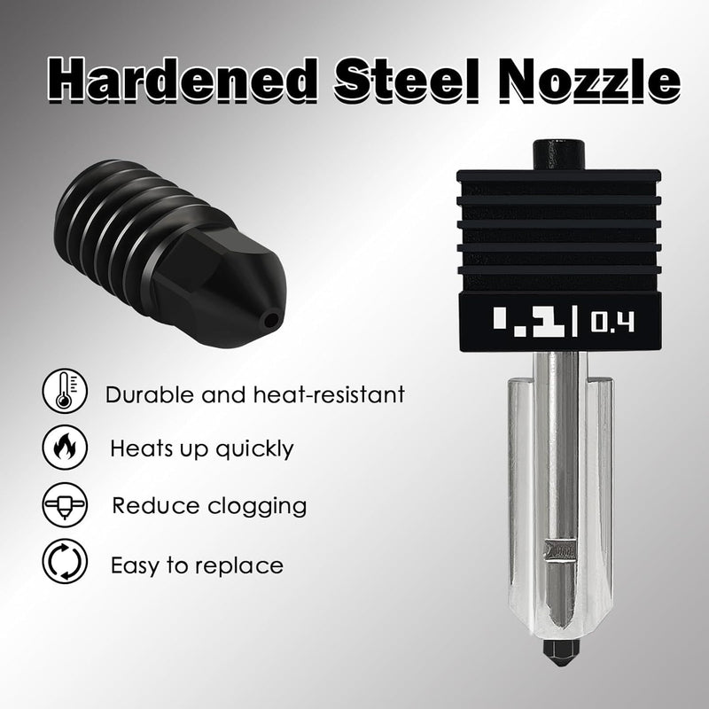 4PCS P2S/X2D/H2C/H2S/H2D Hotend Kits Silicone Socks with Identification Code 2PK 0.4mm and 1PC 0.2/0.6mm Hardened Steel Nozzles- for 3D Printer A1/A1 Mini Extruder Hot End/Printhead Heat Block 4