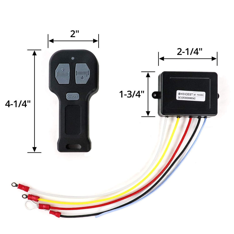 QWORK 12V Car Wireless Winch Electric Remote Control, 2 Pack Universal Mini 5 Wire Control Winch with Dual Manual Matching Transmitter Kit for Truck, ATV and SUV Winch Wireless System WD3556