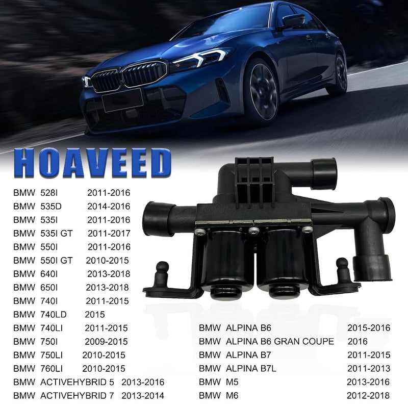 Heater Control Valve – Water Control Valve for BMW F01 F02 F10 F11 F12 F13 520i 528i 535i 550i 640i 650i 740i 750i 760Li M5 M6 Alpina B6 B7 – Replaces 64219310349, 64114271156, 64119119164