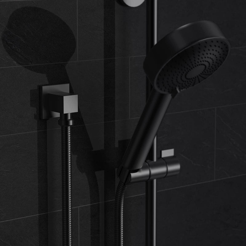 Wall Mounted Supply Elbow, Wall Elbow for Hand Shower, Solid Brass Square Wall Supply Elbow, Check Valve Included (Square, Matte Black)