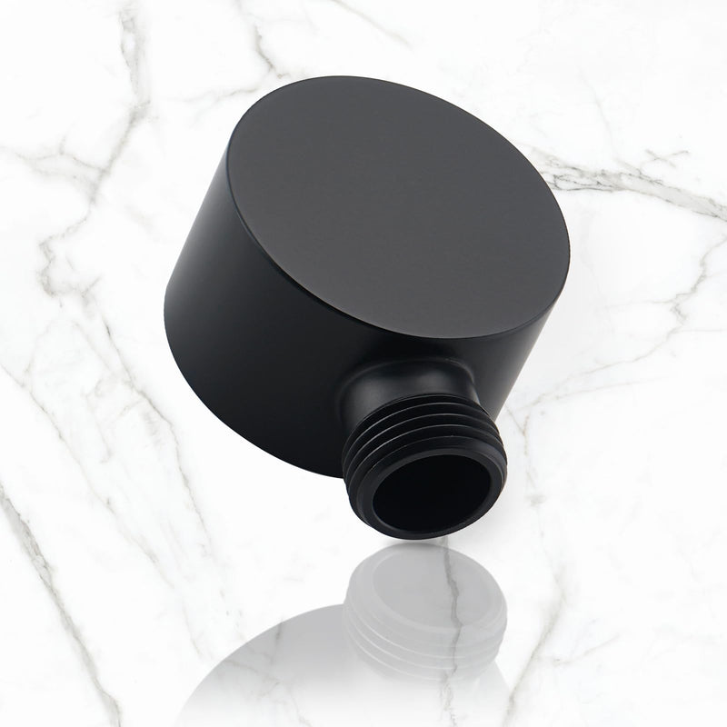 Wall Supply Elbow for Handshower, Brass Round Wall Mount Shower Hose Connectorm1/2"for Handheld Hand Shower-Matte Black Matte Black