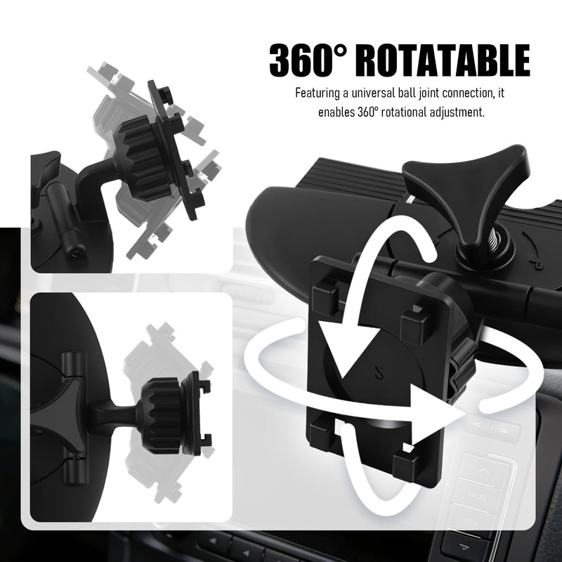 CD Slot Mount for Carplay Screen 360° Rotatable,Anti-Vibration CD Mount for Carplay Screen GPS Display Holder,Portable Carplays CDs Mounts Fit 7"-10.5" Screens Car Accessories