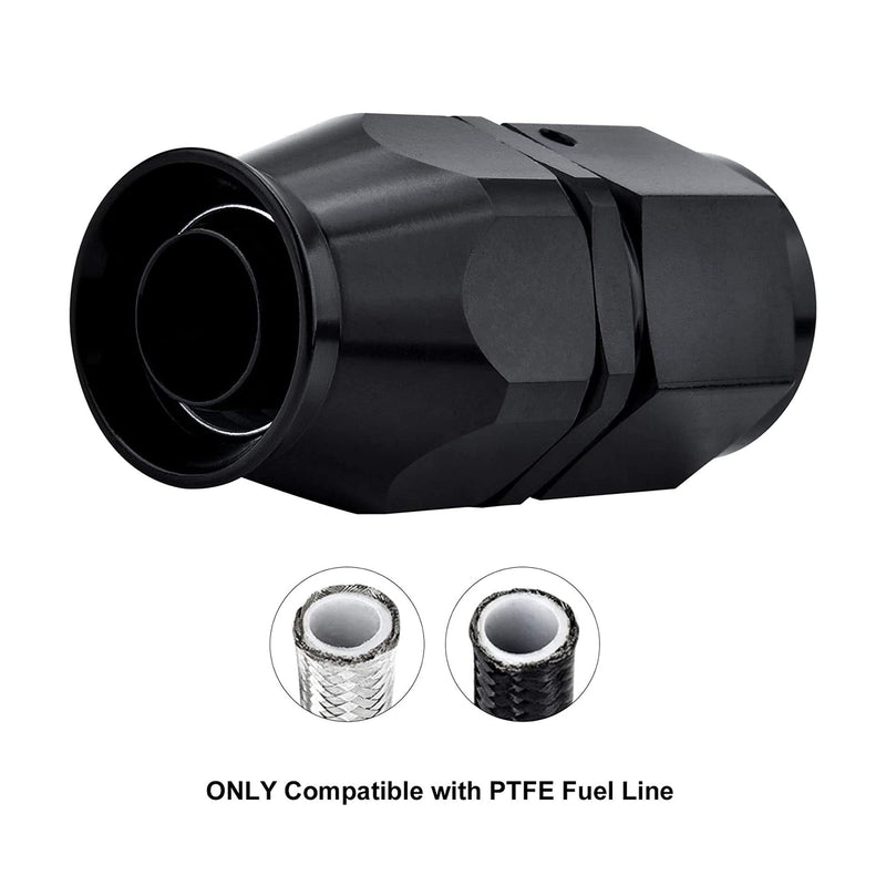 EVIL ENERGY 6AN PTFE Hose End Fitting Straight Black for PTFE Hose Only 4PCS