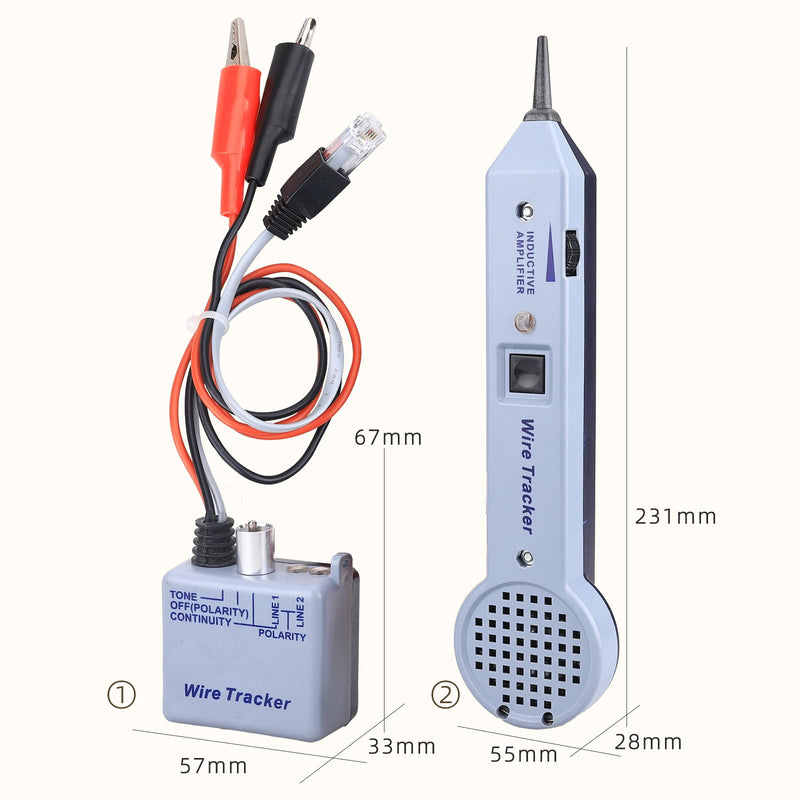 Tone Tracing Probe Kit Wire Tracer Circuit Tester Tone Generator Kit 200EP High Accuracy Cable Tester Line Finder Toner Inductive Amplifier Variable Tone Generator for Network Grey line finder