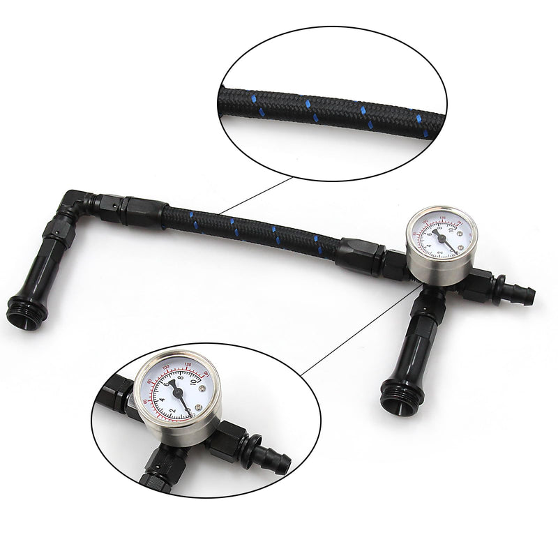 4150 Carburetor Fuel Line Kit AN6 Dual Feed Fuel Line with Pressure Gauge for Holley Black with Pattern