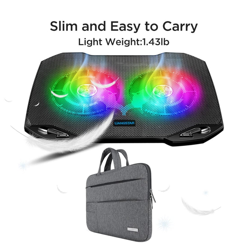 Laptop Cooling Pad, RGB Colorful Laptop Cooler 6 Quiet Fans & 2 Big Fans