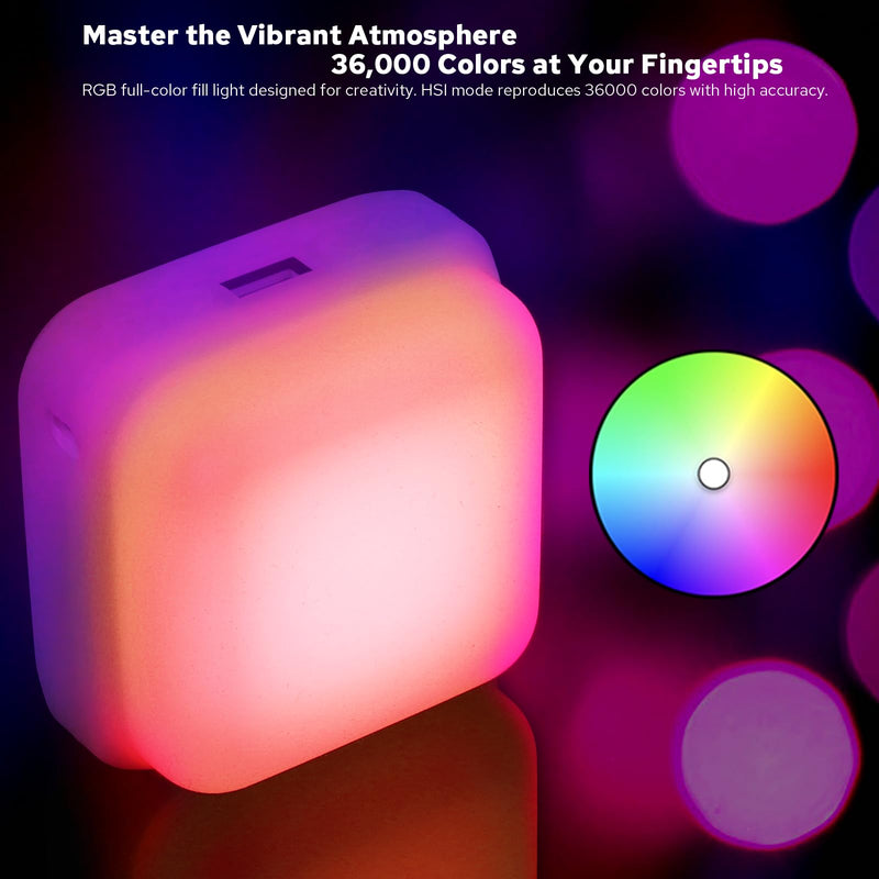 VS5 R Magnetic RGB LED Video Light with Soft Diffuser, Small Panel Light for Photography, Vlog, Live Streaming, HSI 36000 Colors, 2500K-8500K, CRI 95+, TLCI 96+, 13 FX Modes, APP Control White