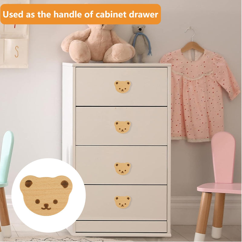 MOROBOR 12PCS Bear Shaped Wooden Knobs Single Hole Beech Wood Handles Cupboard Cabinet Handle Knob for Chest of Drawers with Screws& Expansion Tube Bear-12PCS