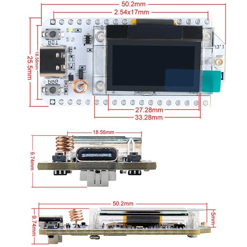 915MHz ESP32 LoRa 32 V3 OLED Development Board + 915 MHz LoRa Antenna for Heltec Meshtastic LoRaWAN (Pack of 2), not Compatible with LoRa32 V2