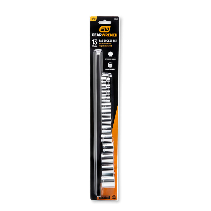 GEARWRENCH 13 Pc. 3/8" Drive 12 Pt. Standard Socket Set, SAE - 80561